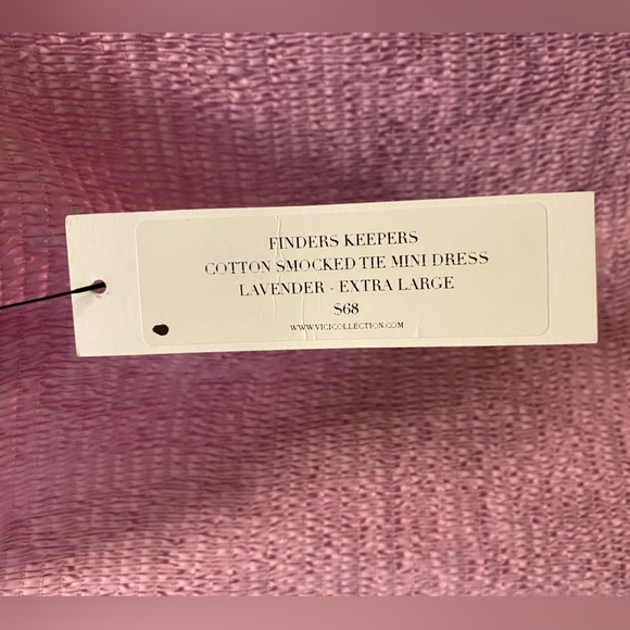 🆕 VICI Finders Keepers Cotton Smocked Tie Mini Dress-Lavender - Picture 5 of 14